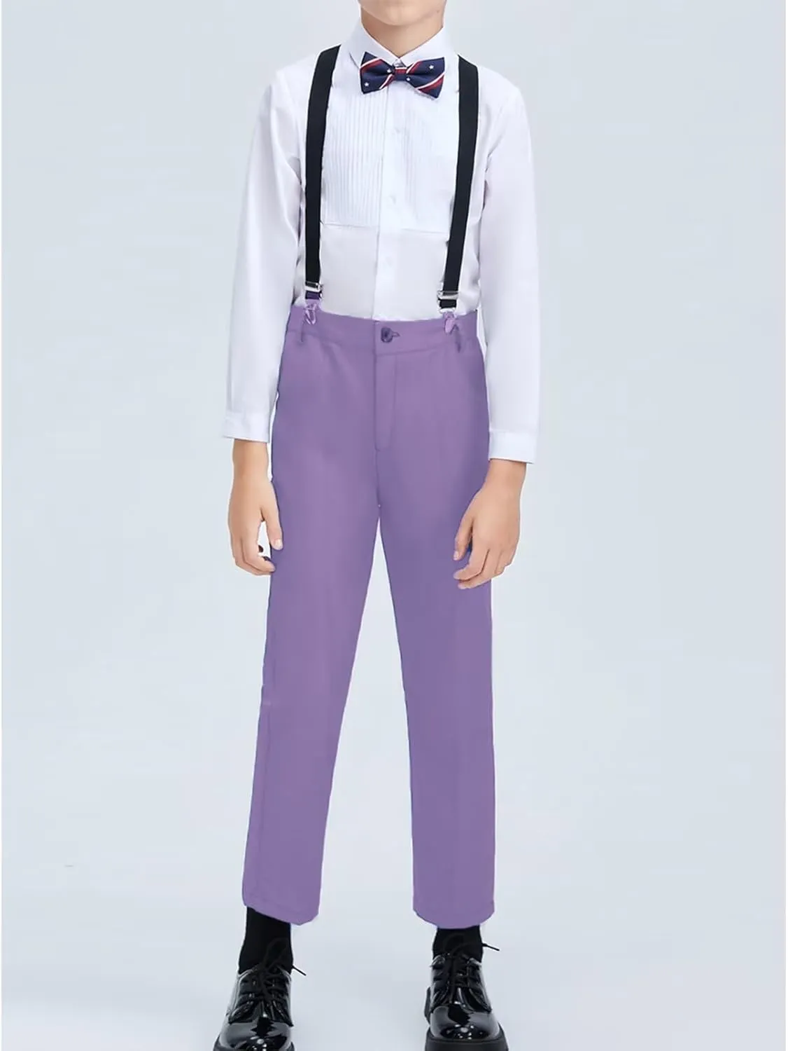 ROZU Boys Dress Pants Flat Front School Uniform Pants for Boys Toddler Kids Formal Belt Loops Boys Suit Pants 2T-20