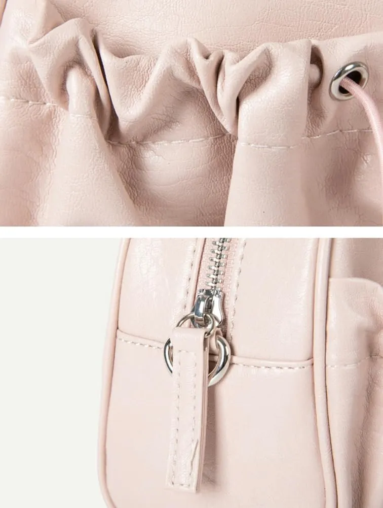 Saddle Bags for Women Pleated Drawstring Handbag Multifunctional Cross Body Bags Bucket Purses with Adjustable Strap