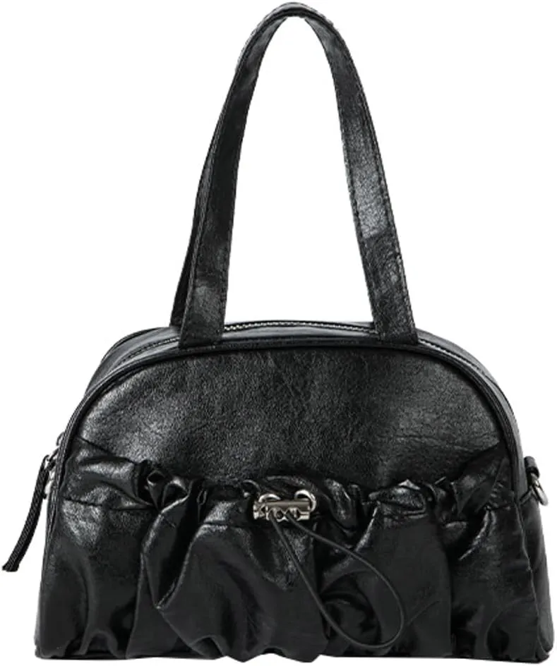 Saddle Bags for Women Pleated Drawstring Handbag Multifunctional Cross Body Bags Bucket Purses with Adjustable Strap