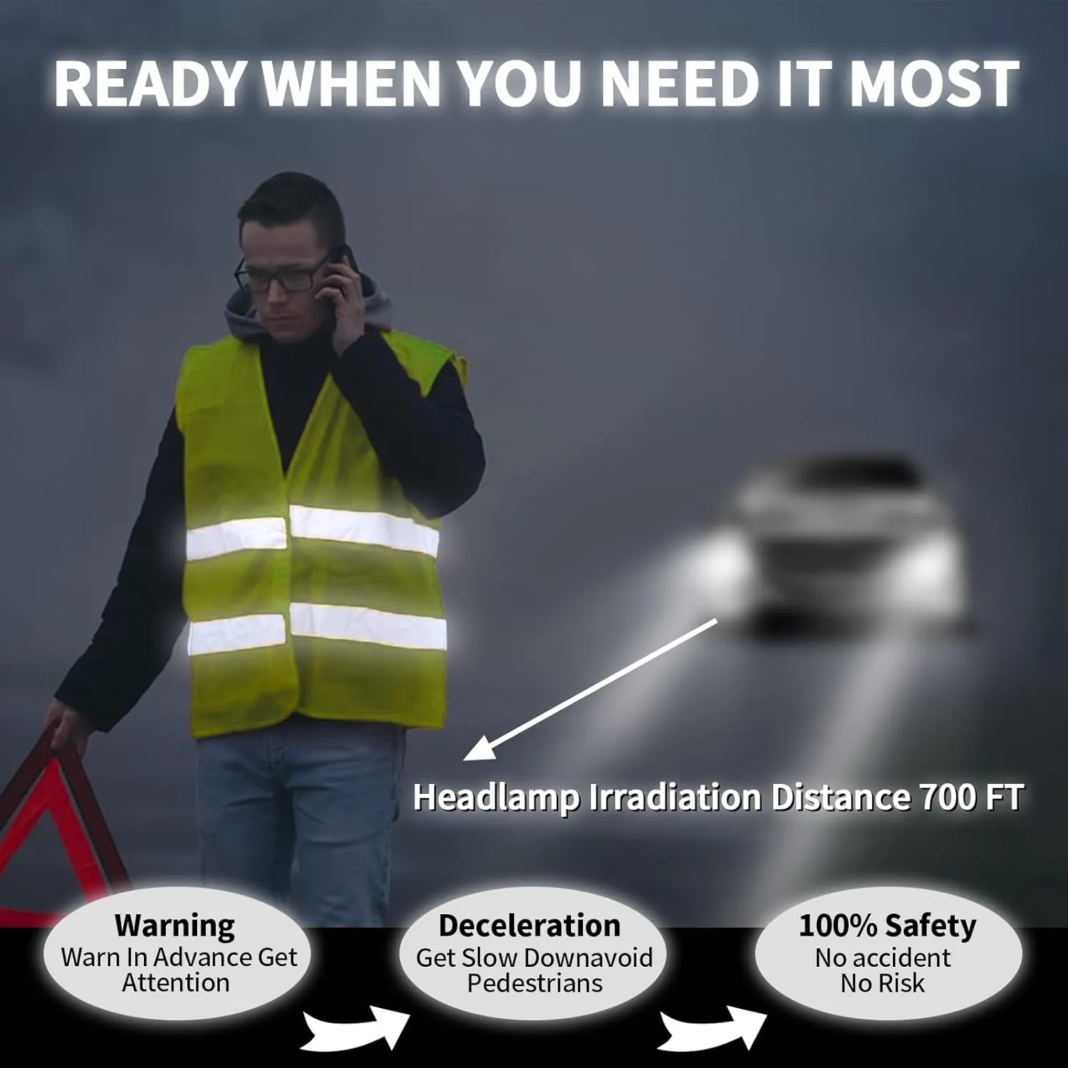 Safety Vest, Reflective High Visibility Construction Vest for Men, Work, Cycling, Runner, Surveyor, Volunteer, Road