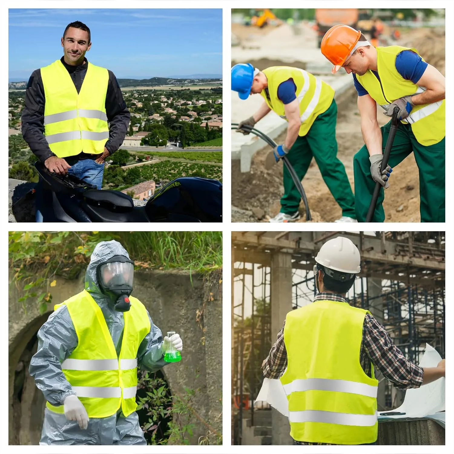 Safety Vest, Reflective High Visibility Construction Vest for Men, Work, Cycling, Runner, Surveyor, Volunteer, Road