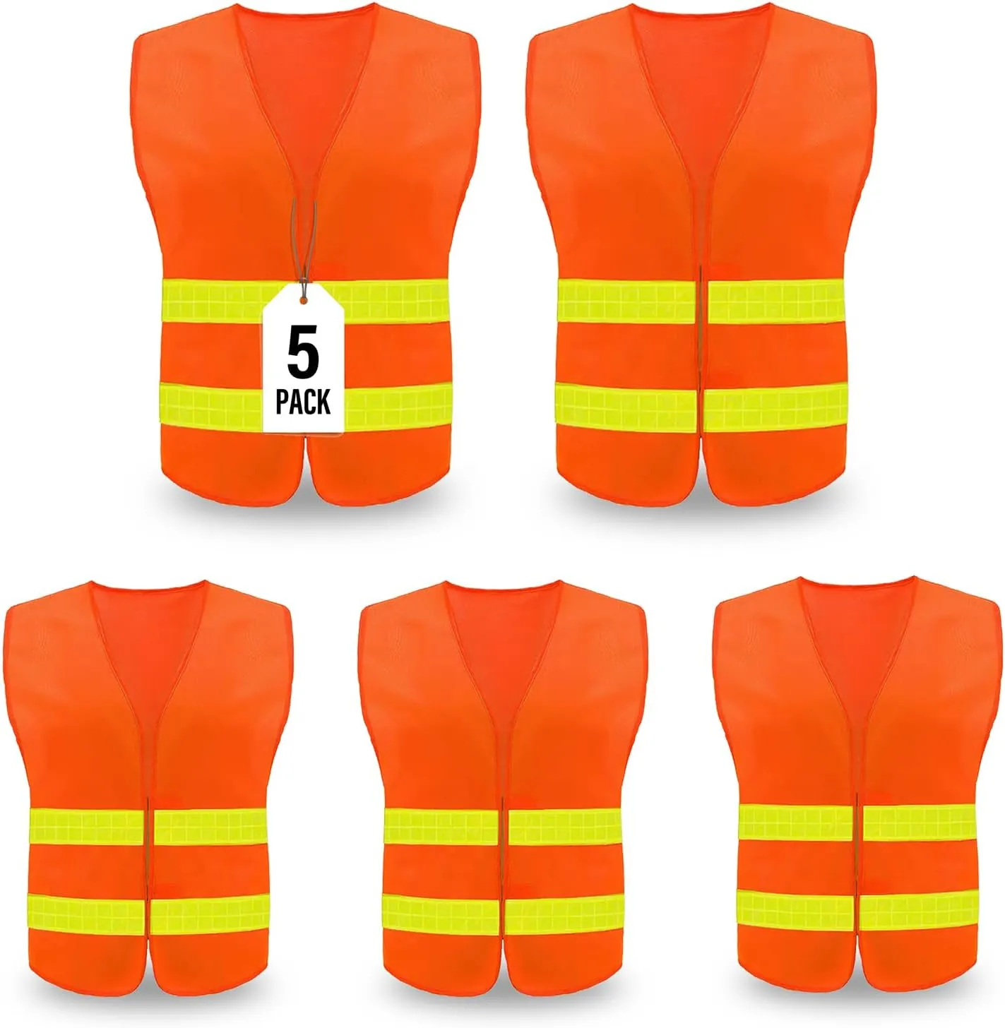 Safety Vest, Reflective High Visibility Construction Vest for Men, Work, Cycling, Runner, Surveyor, Volunteer, Road