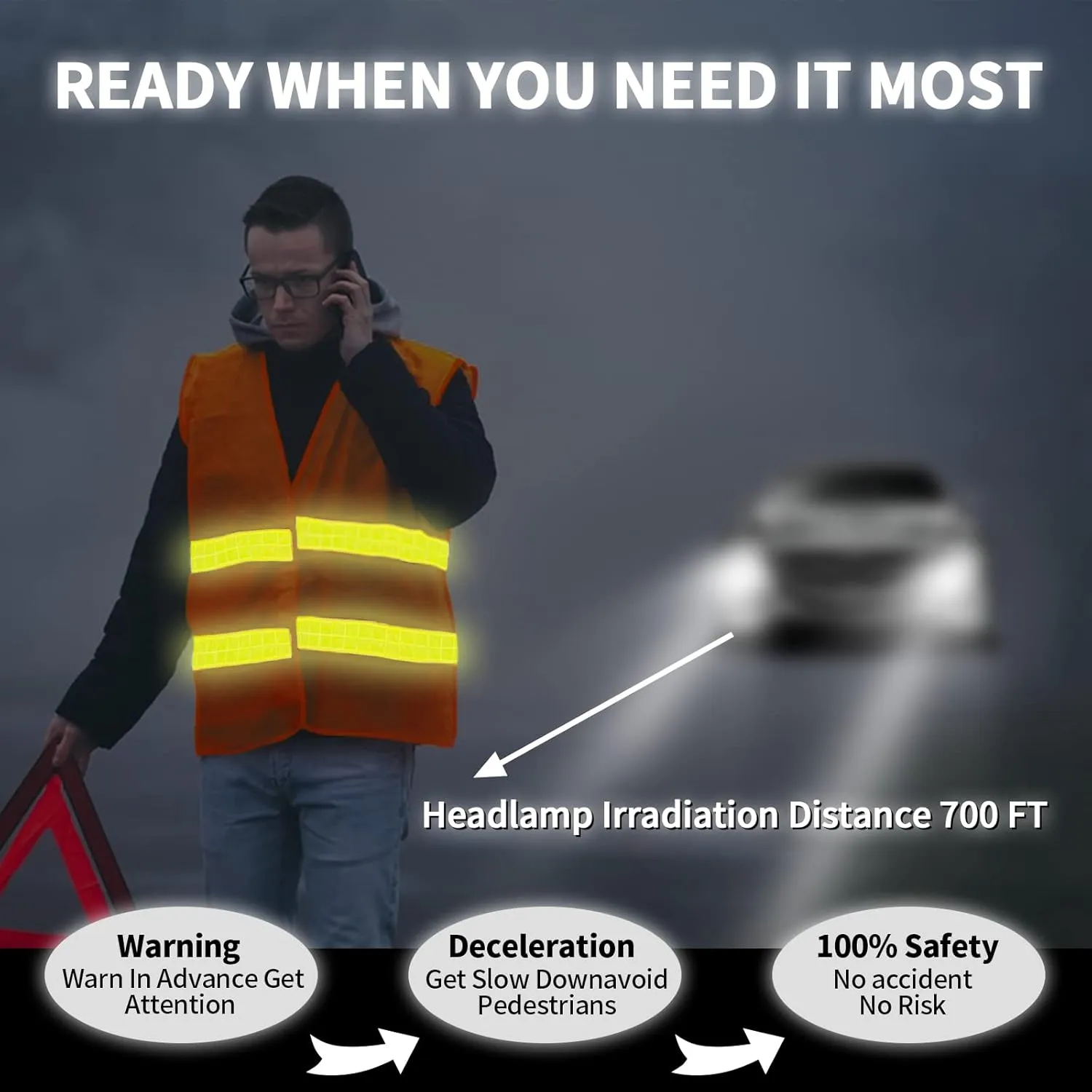 Safety Vest, Reflective High Visibility Construction Vest for Men, Work, Cycling, Runner, Surveyor, Volunteer, Road