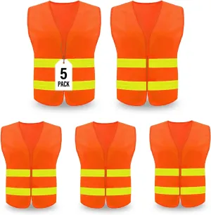 Safety Vest, Reflective High Visibility Construction Vest for Men, Work, Cycling, Runner, Surveyor, Volunteer, Road