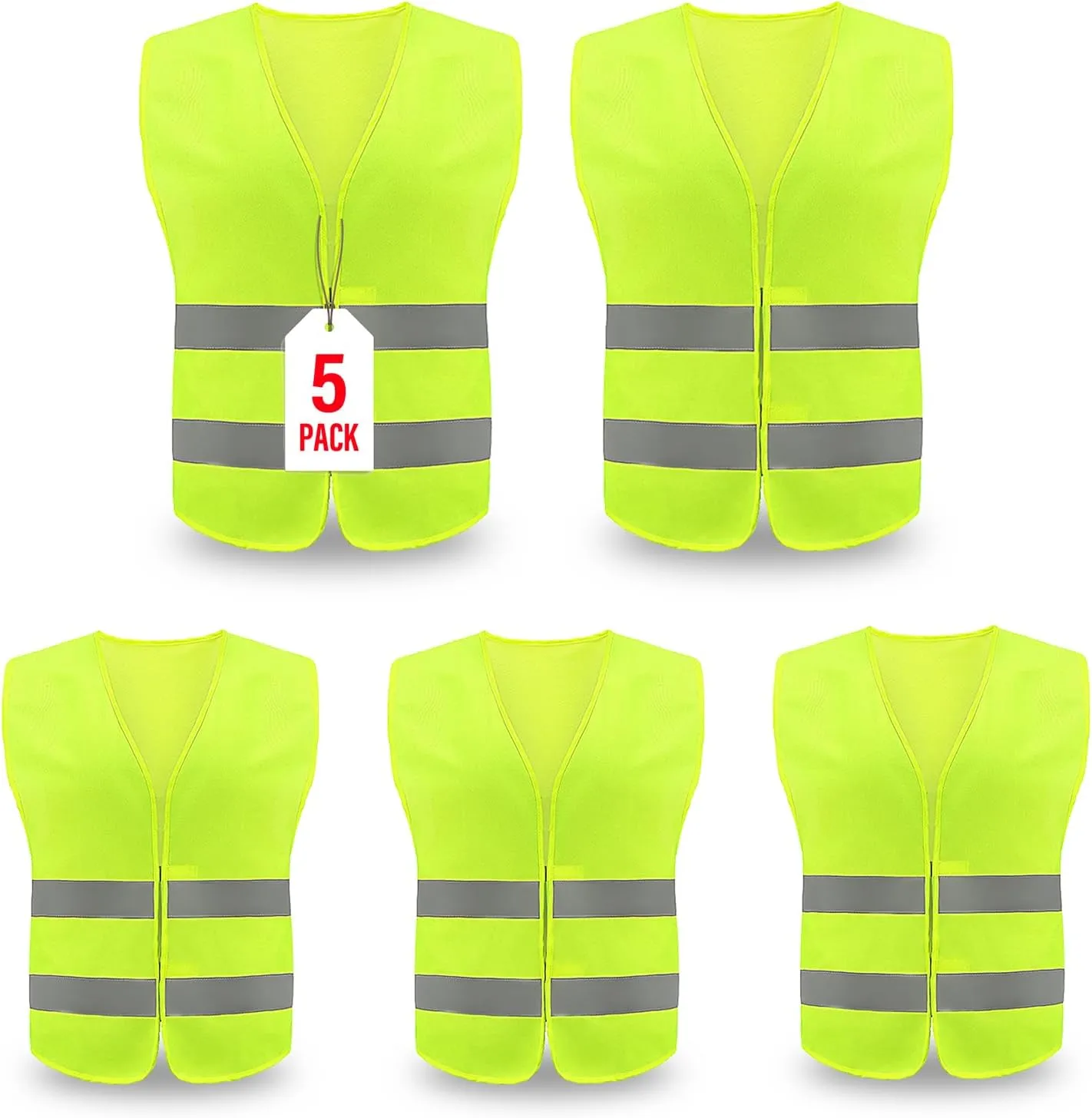 Safety Vest, Reflective High Visibility Construction Vest for Men, Work, Cycling, Runner, Surveyor, Volunteer, Road
