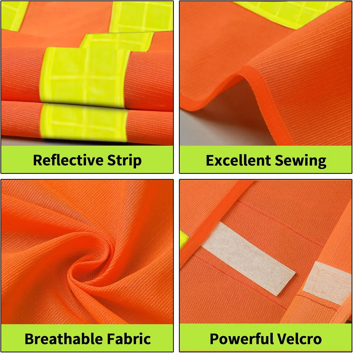 Safety Vest, Reflective High Visibility Construction Vest for Men, Work, Cycling, Runner, Surveyor, Volunteer, Road