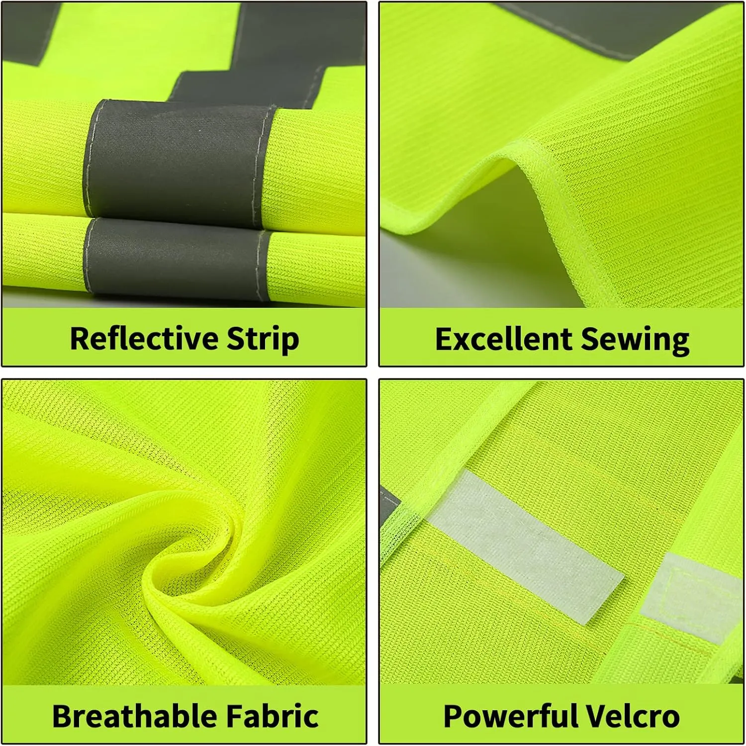 Safety Vest, Reflective High Visibility Construction Vest for Men, Work, Cycling, Runner, Surveyor, Volunteer, Road
