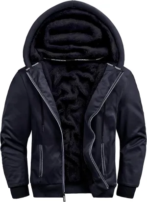 SCODI Hoodies for Men Heavyweight Fleece Sweatshirt Full Zip Up Thick Sherpa Lined Jackets