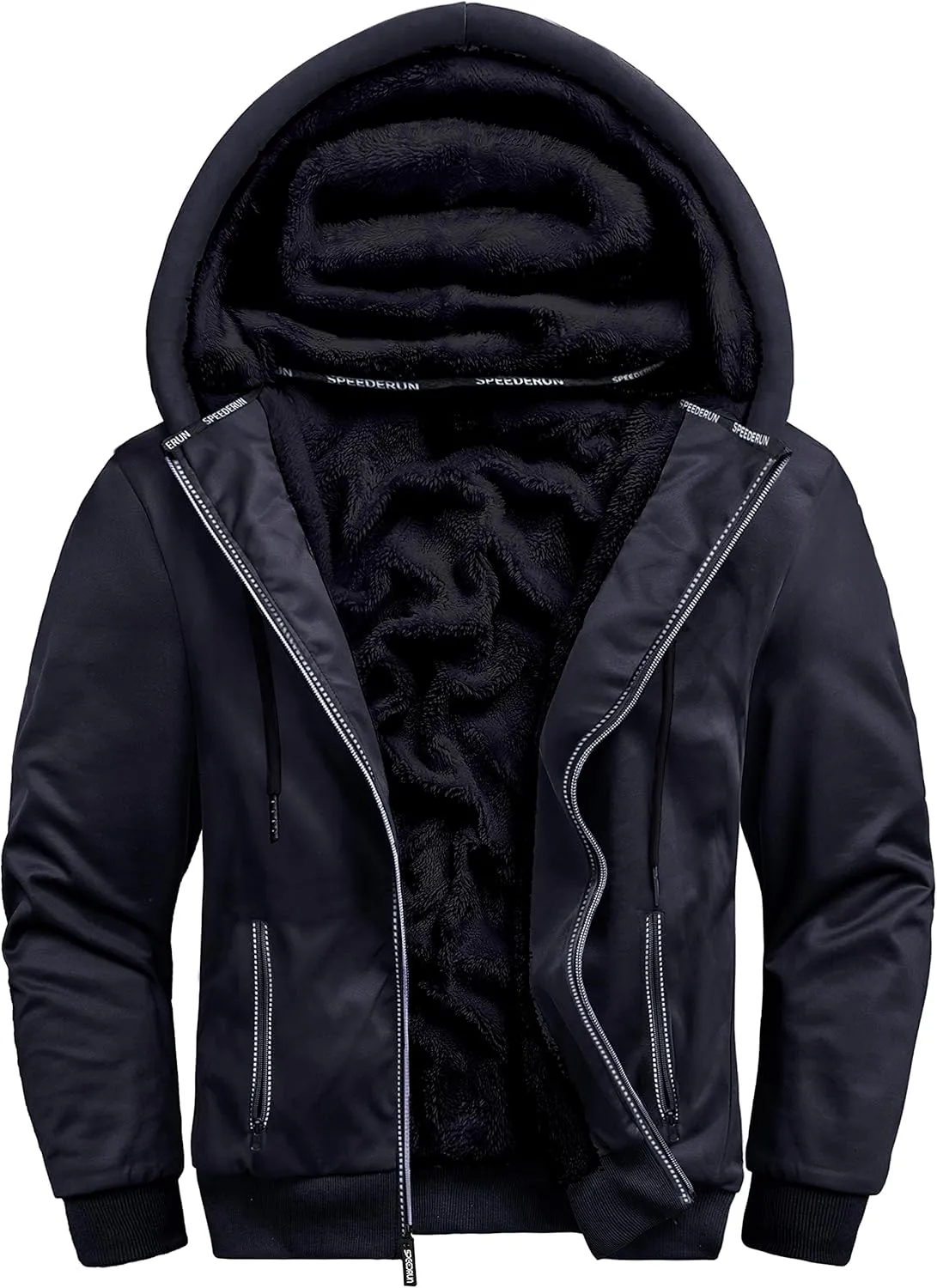 SCODI Hoodies for Men Heavyweight Fleece Sweatshirt Full Zip Up Thick Sherpa Lined Jackets