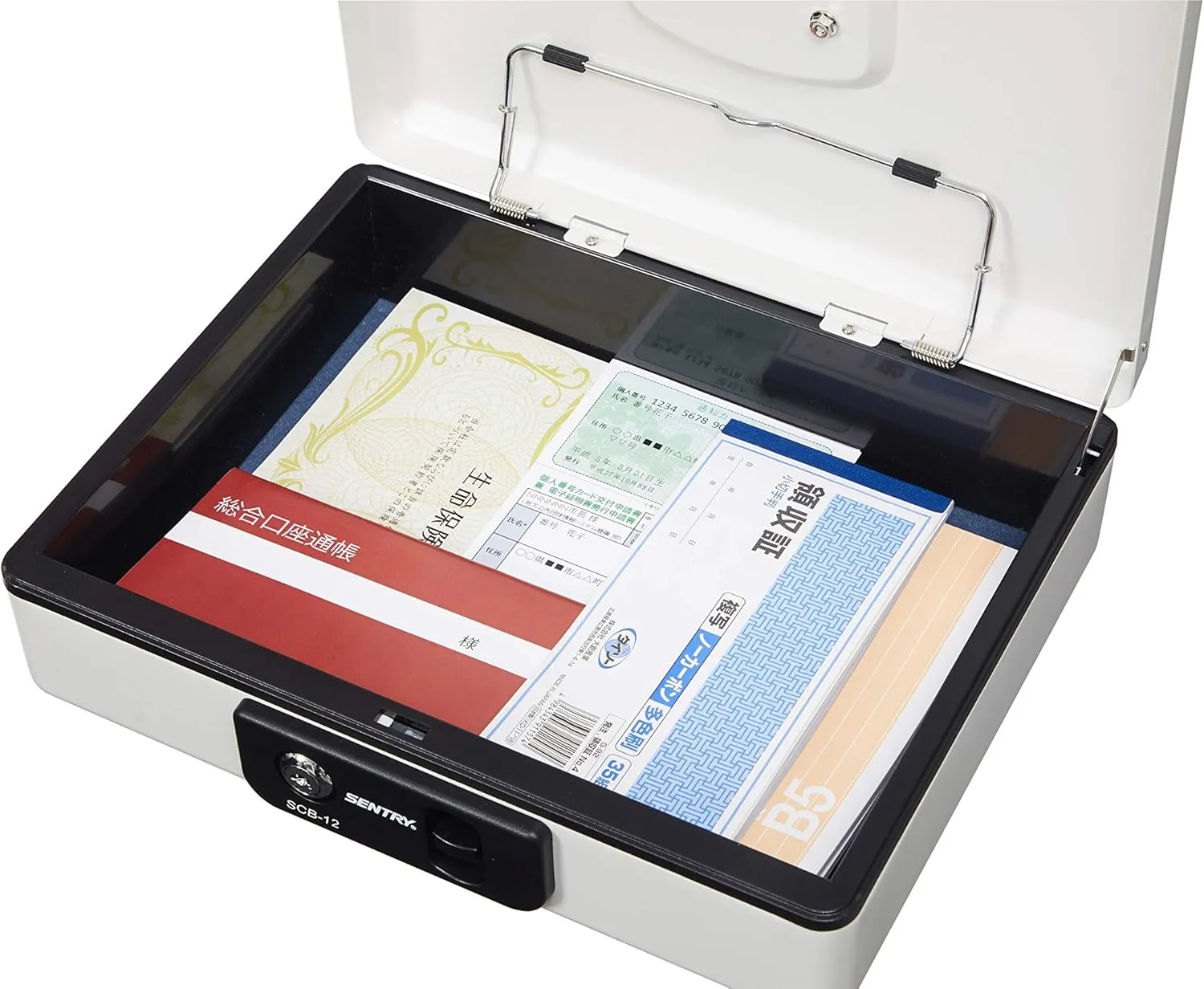 Sentry SCB-12 Handbag, Key Lock Type, One-Touch Open, B5 Paper, Light Gray