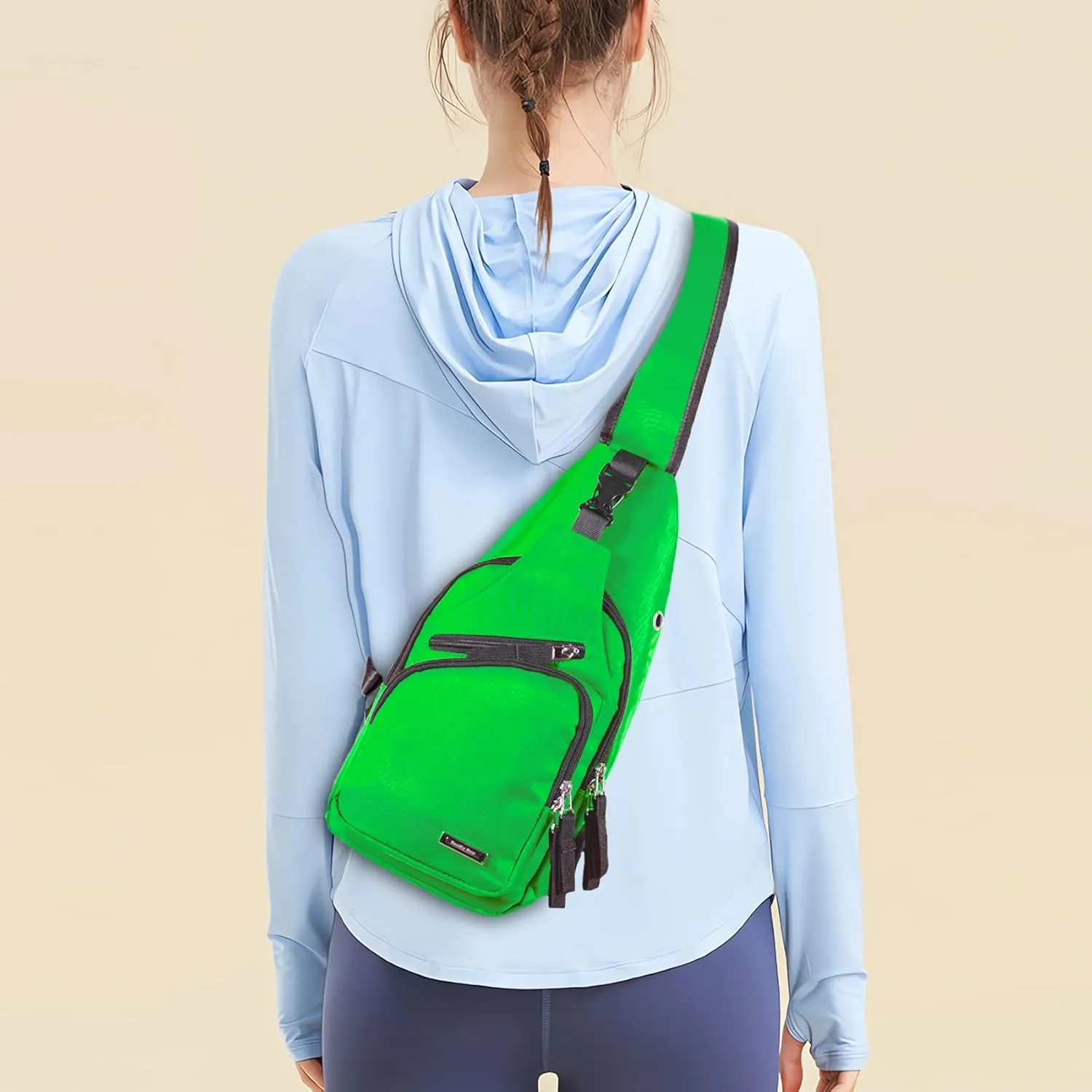 Seoky Rop Men Women Sling Backpack Nylon Water Resistant Shoulder Chest Crossbody Sling Bag with USB Charging Port