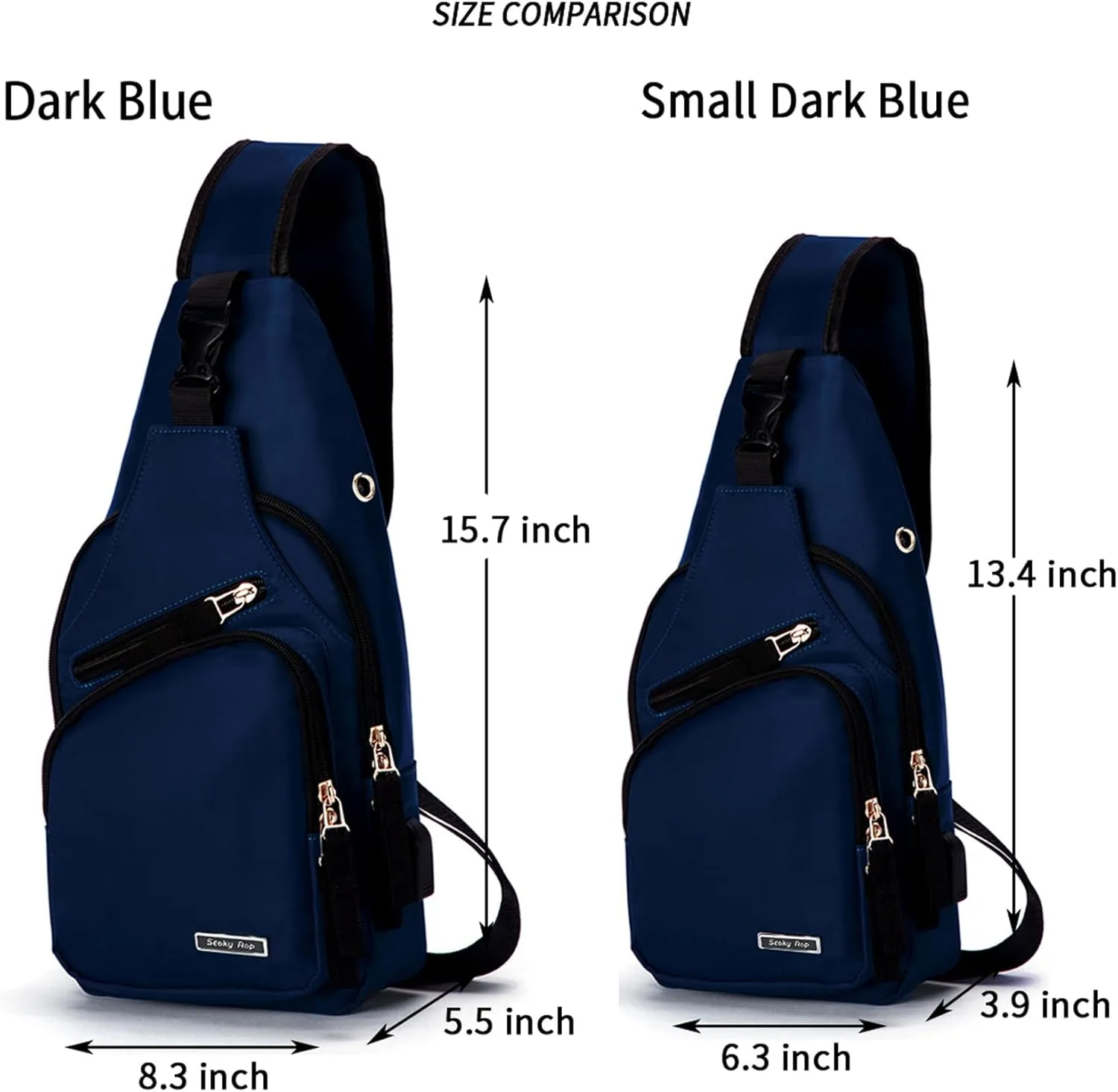 Seoky Rop Men Women Sling Backpack Nylon Water Resistant Shoulder Chest Crossbody Sling Bag with USB Charging Port