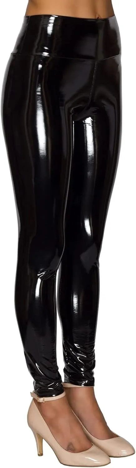 Sexy Women's Shiny PU Leather Pants Black Trousers High Waist Leggings Nightclub Bar Ds Costume Club Clothing