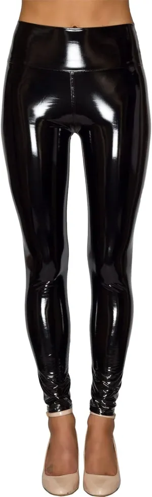 Sexy Women's Shiny PU Leather Pants Black Trousers High Waist Leggings Nightclub Bar Ds Costume Club Clothing