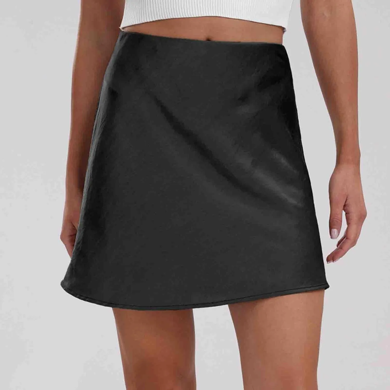 Short Skirt for Women Soft Smooth High Waisted Summer Skirts Solid Color Lightweight Quick Dry Mini Stain Skorts