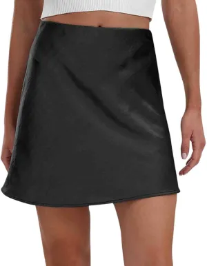 Short Skirt for Women Soft Smooth High Waisted Summer Skirts Solid Color Lightweight Quick Dry Mini Stain Skorts