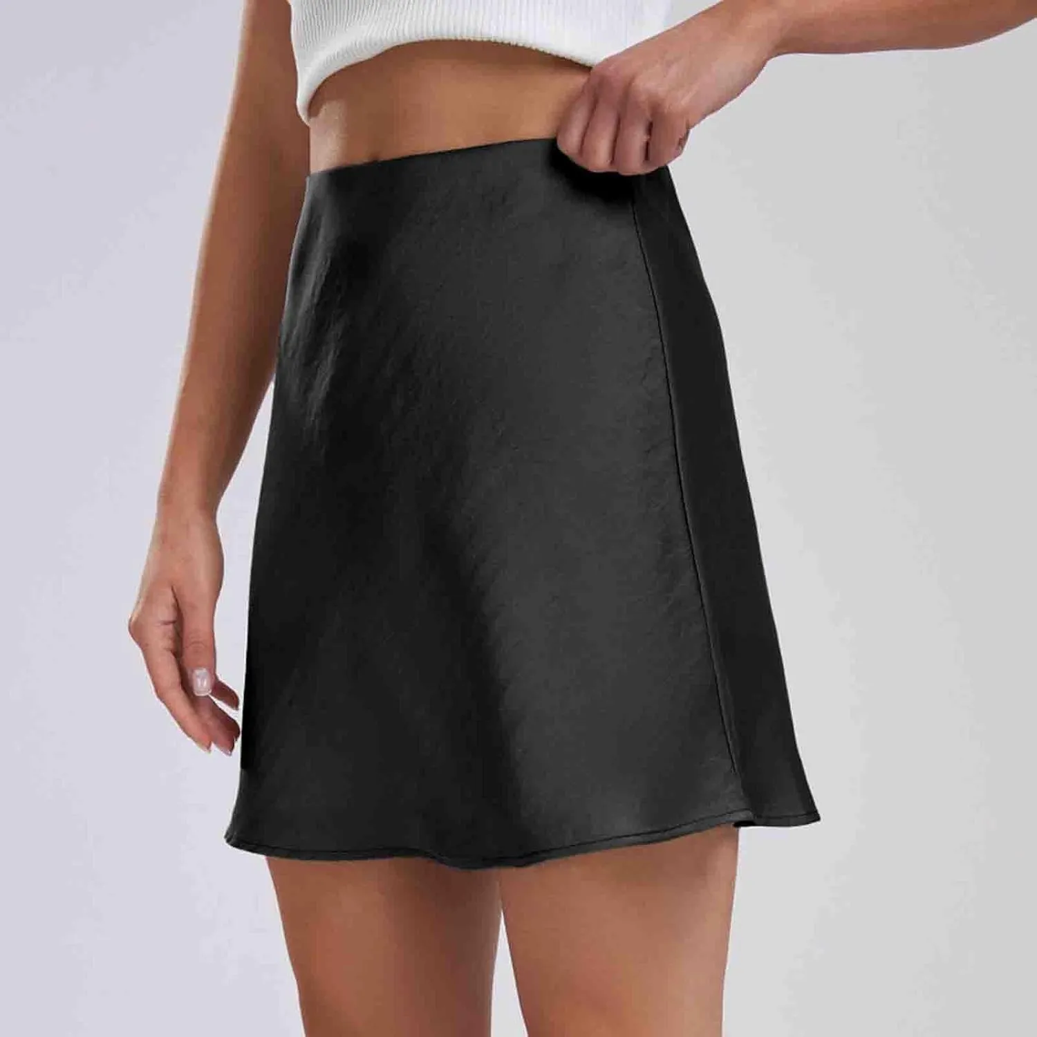 Short Skirt for Women Soft Smooth High Waisted Summer Skirts Solid Color Lightweight Quick Dry Mini Stain Skorts