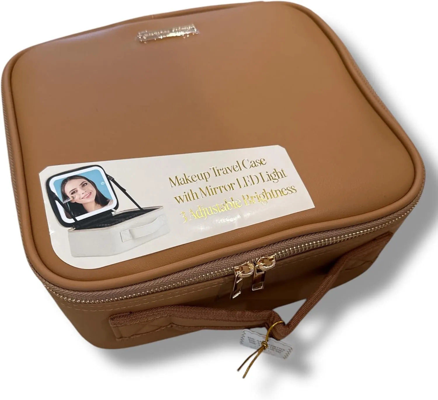 Simply Southern Chai Brown Leather Makeup Travel Case With LED Mirror Light