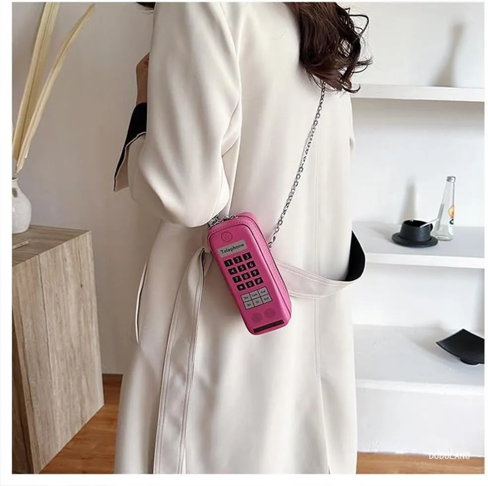Sister Amy Vintage-Inspired Retro Mobile Phone Bag  Leather Chain Shoulder Handbag & Personalized Crossbody Purse for Women
