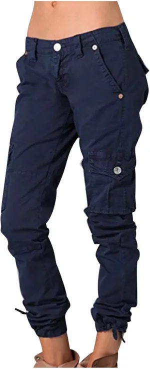 Slim Fit Cargo Pants for Women Casual High Waist Work Long Pant High Waist Straight Outdoor Hiking Pant Trousers