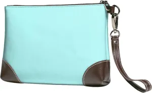 Small Clutch Purses for Women - light-aqua Leather Wristlet Wallets for Women with Wrist Strap