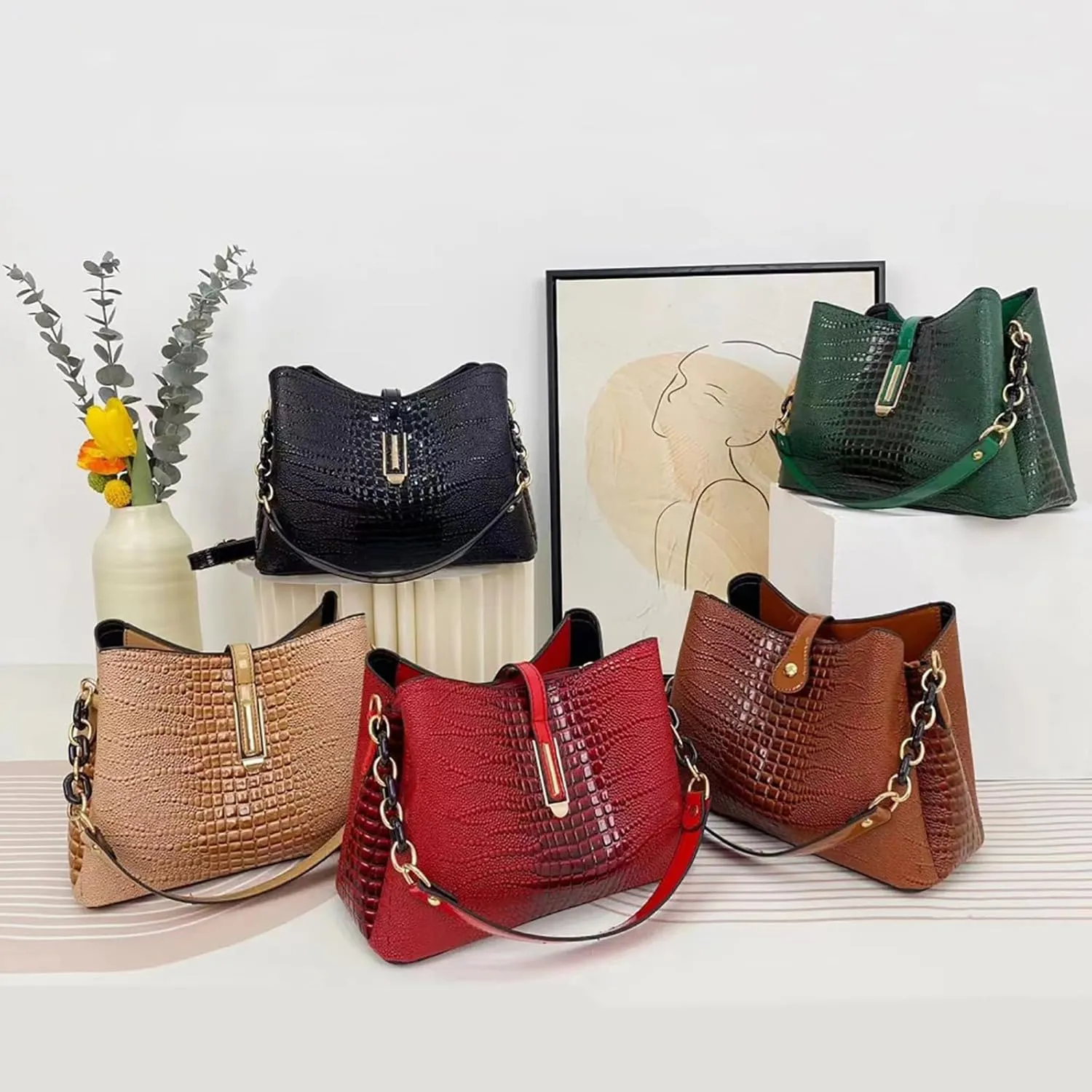 Small Fashion Crossbody Bucket Purses for Women with Shoulder Strap and Top Handle