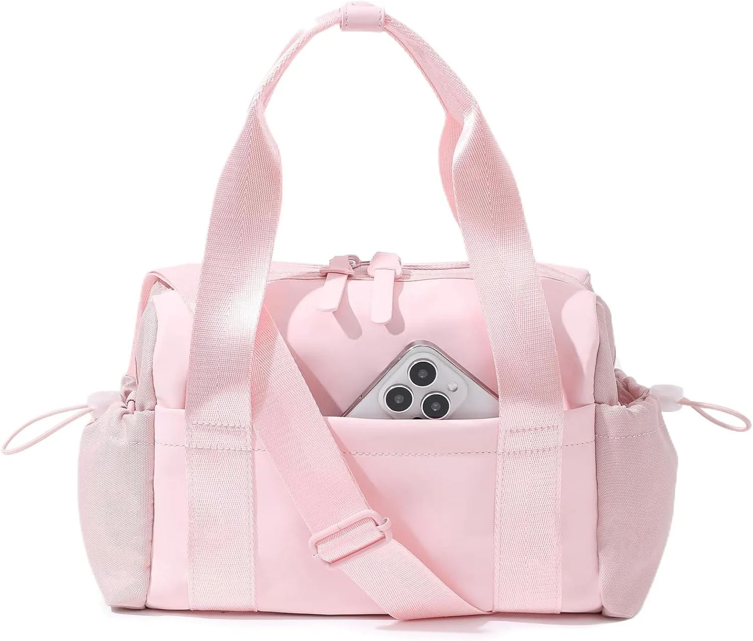 Small Gym Bag for Women, Mini Crossbody Gym Duffle Bag with Wet Compartment, Carry on Gym Tote Bag for Workout Dance Sport Travel (Pink)