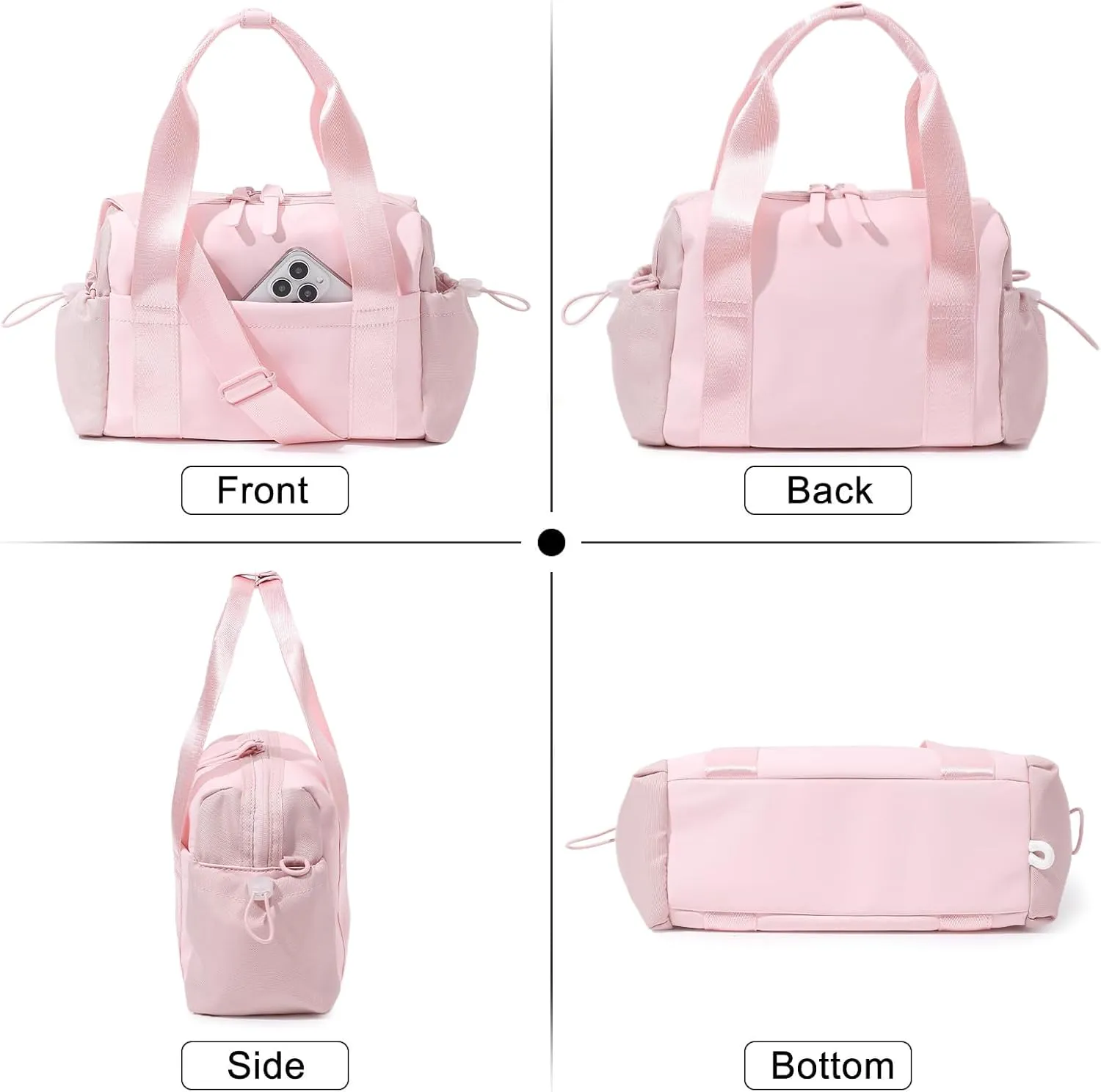 Small Gym Bag for Women, Mini Crossbody Gym Duffle Bag with Wet Compartment, Carry on Gym Tote Bag for Workout Dance Sport Travel (Pink)