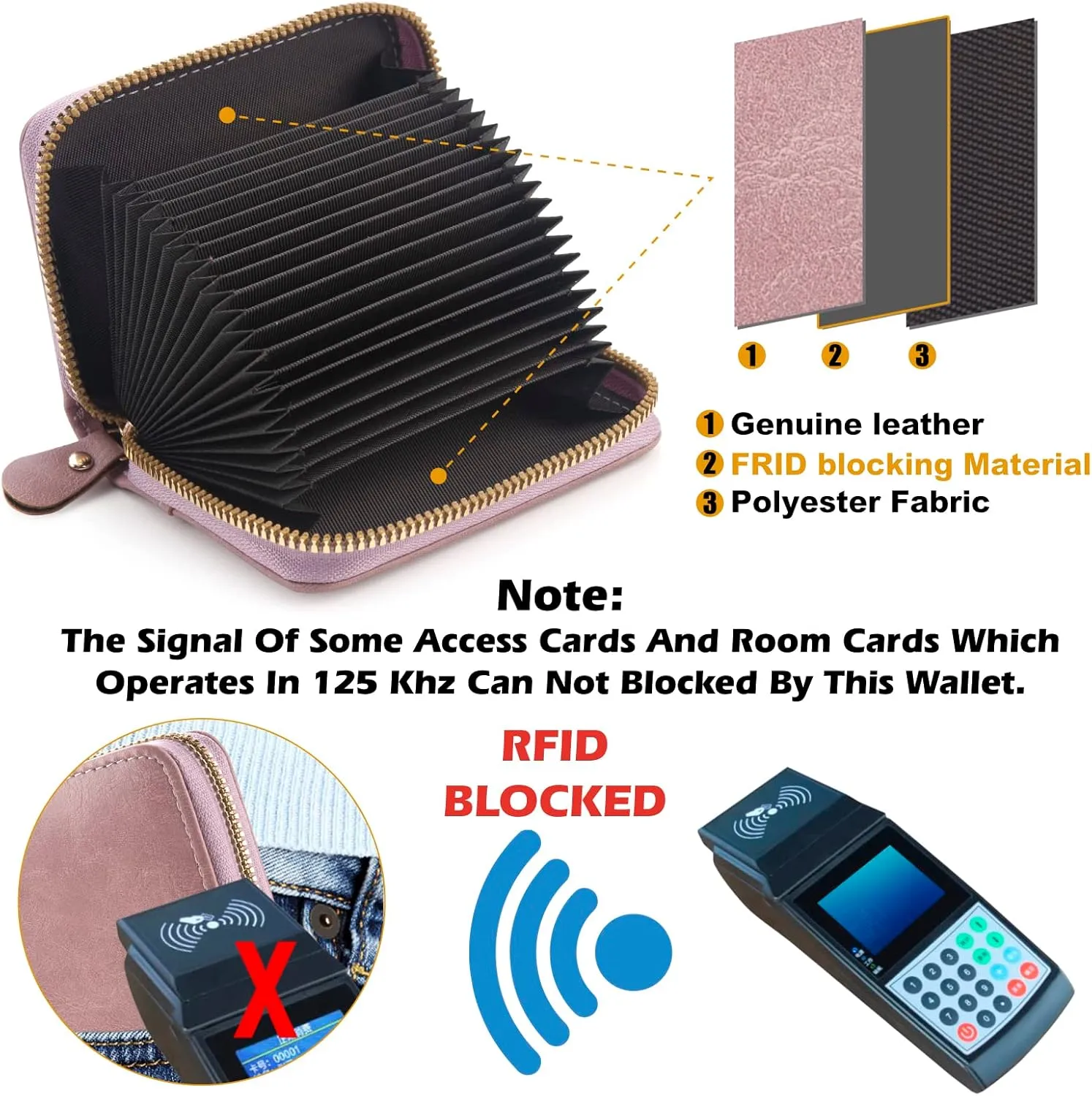 Small Wallet For Women Men RFID Leather Credit Card Holder Slim Wristlet Keychain Wallet With Zipper Pocket