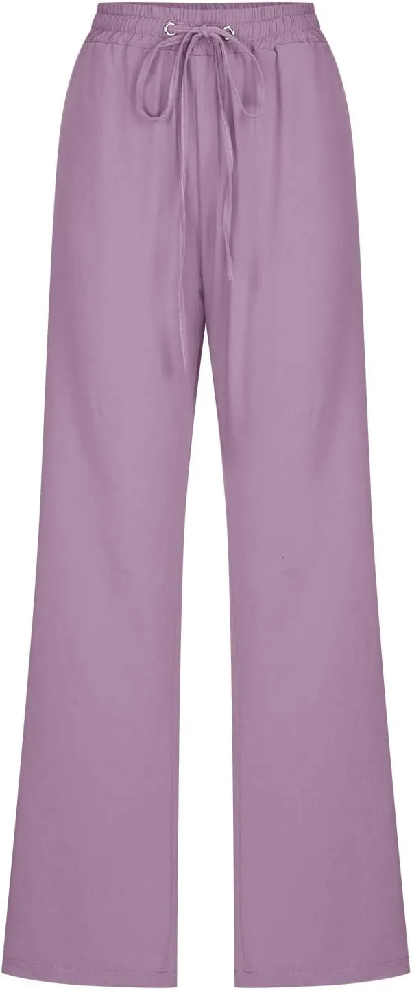 SMIDOW Sweatpants Women 2023 Casual Loose Drawstring Elastic High Waist Comfy Trousers Straight Leg Long Lounge Pant