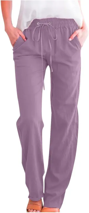 SMIDOW Sweatpants Women 2023 Casual Loose Drawstring Elastic High Waist Comfy Trousers Straight Leg Long Lounge Pant