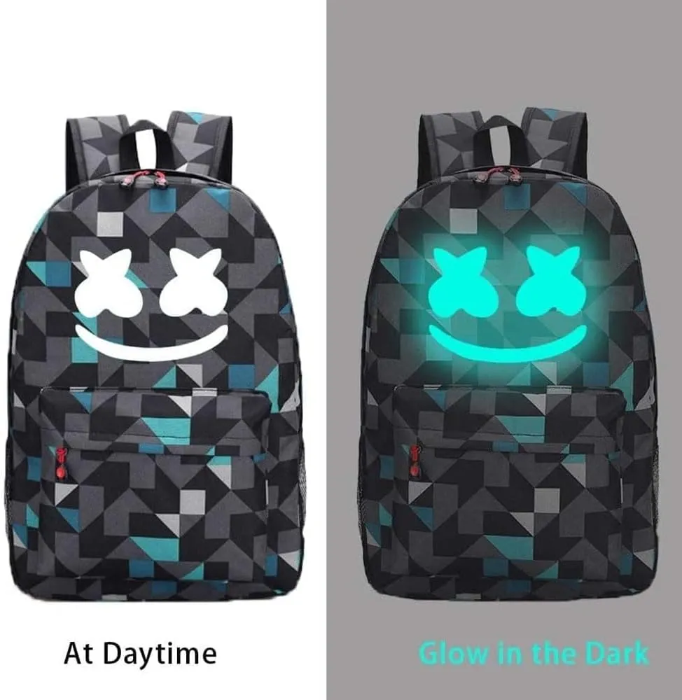 Smile Luminous Backpack Fashion Laptop Backpack Waterproof Light Weight Daypack for Travel Outdoor (Blue)