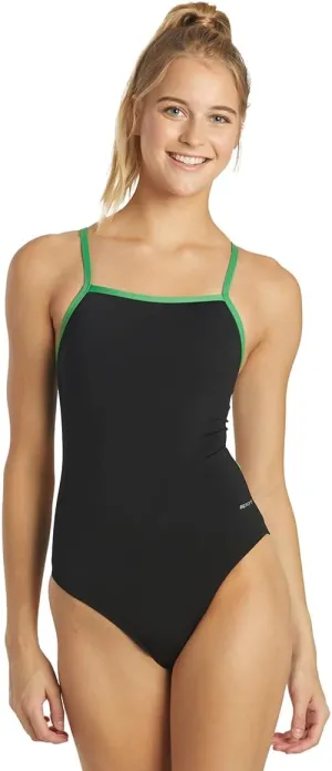 Sporti Thin Strap Athletic One Piece Swimsuit for Women - Multi Color Solid Women Bathing Swimsuits - Hydrolast Technology