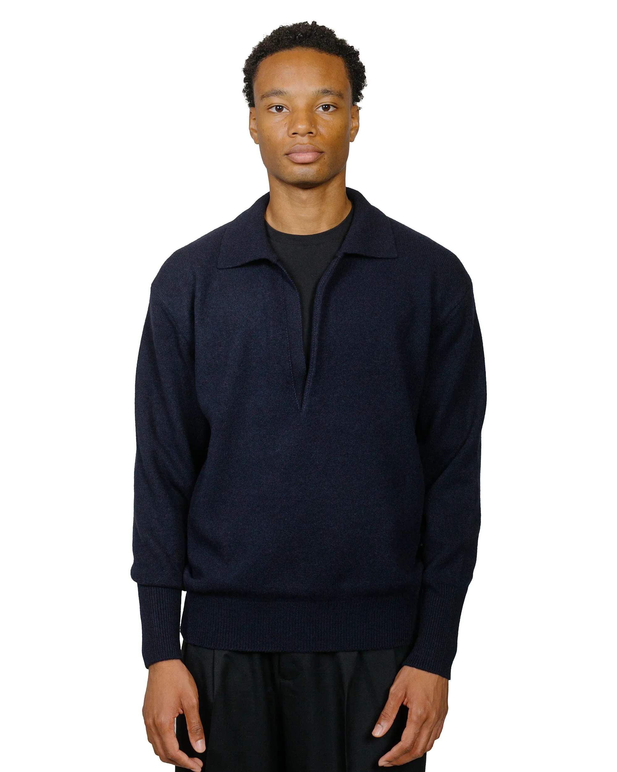ssstein Extra Fine Wool Knit Skipper LS Dark Navy