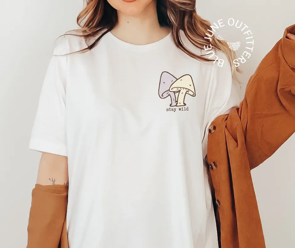 Stay Wild Cute Mushrooms | Comfort Colors Pocket Design Tee