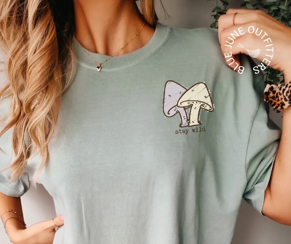 Stay Wild Cute Mushrooms | Comfort Colors Pocket Design Tee