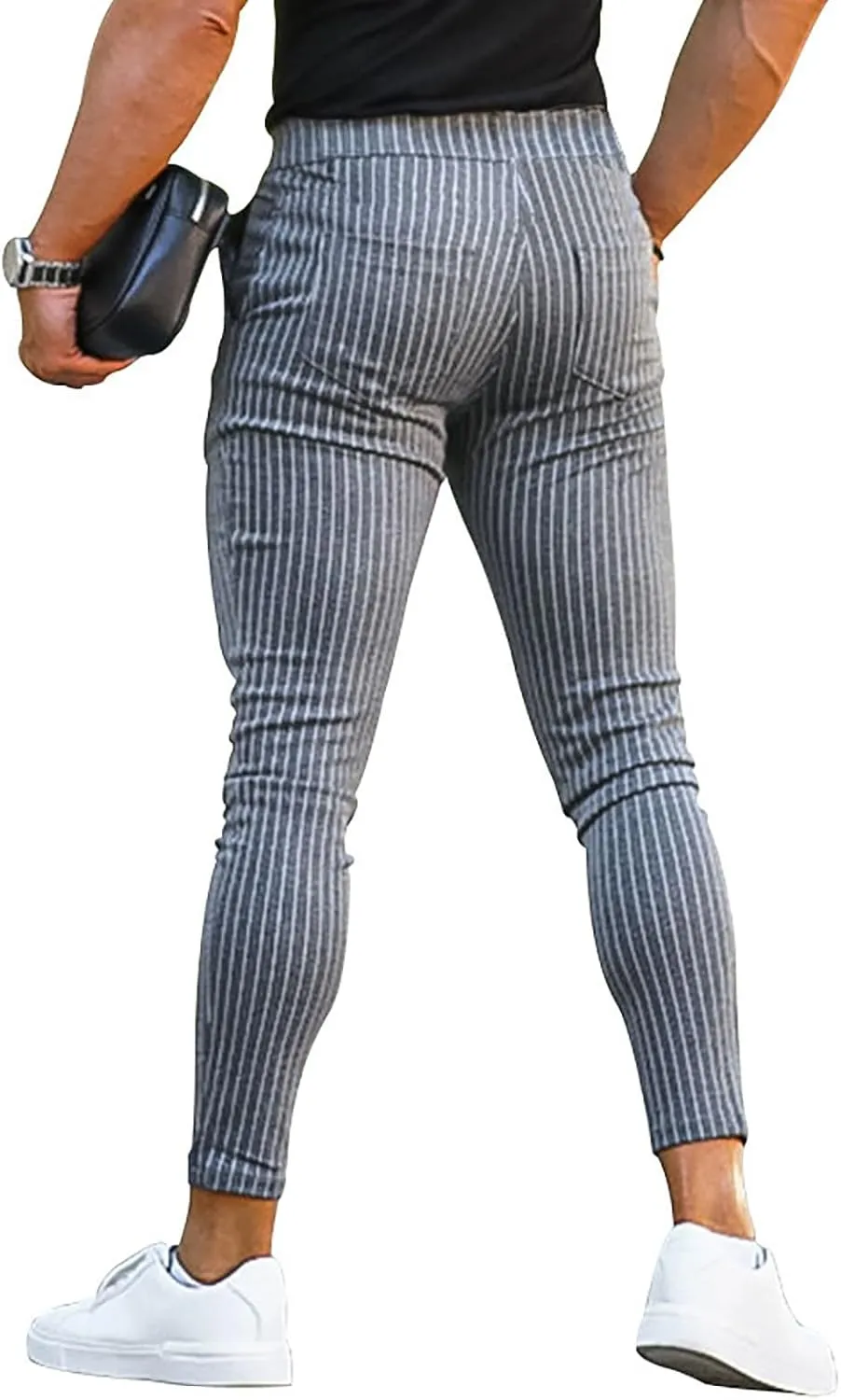 Striped Dress Pants for Men's Casual Daily Thin 2024 Lightweight Business Pants Lounge Slim Fit Work Trousers