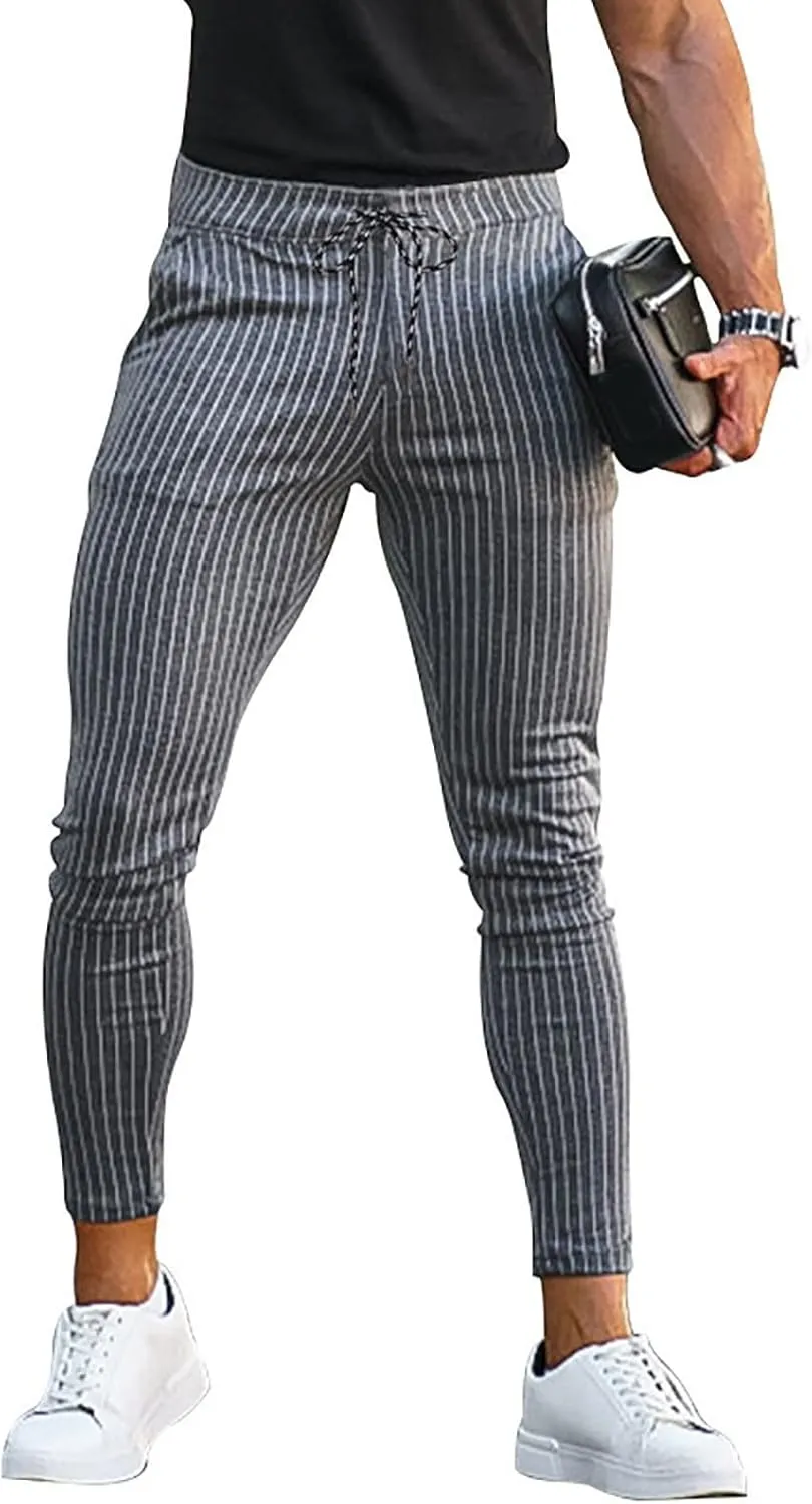 Striped Dress Pants for Men's Casual Daily Thin 2024 Lightweight Business Pants Lounge Slim Fit Work Trousers