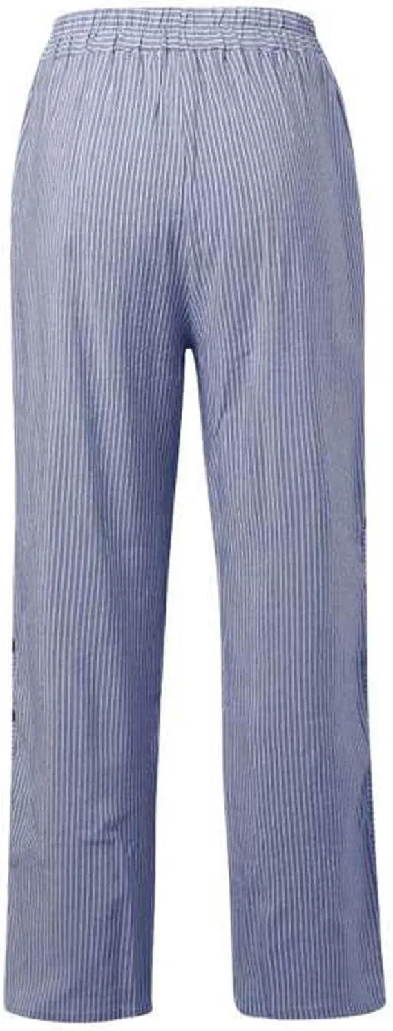 Striped Linen Pants for Women Wide Straight Leg Side Button Pants Womens 2025 Baggy Elastic Waist Pants