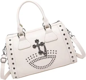 Studded HandbagPunk Styles Skull Handbag Large Capacity Studded Doctor Bag with Adjustable Strap Large Capacity Shoulder Bag for Women