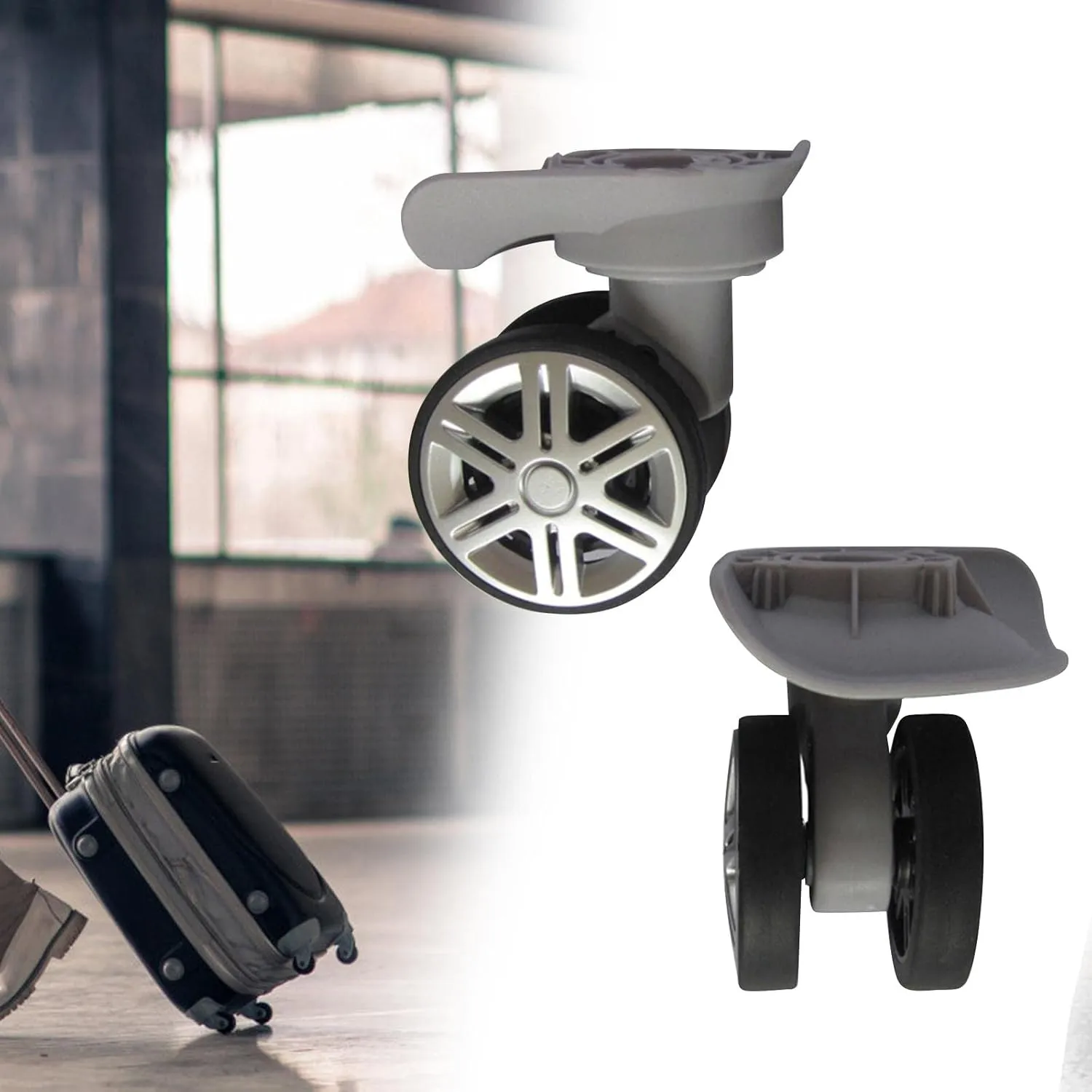 Suitcase Wheels Set with Silent Swivel Technology, Light Gray, Wheel diameter 6cm