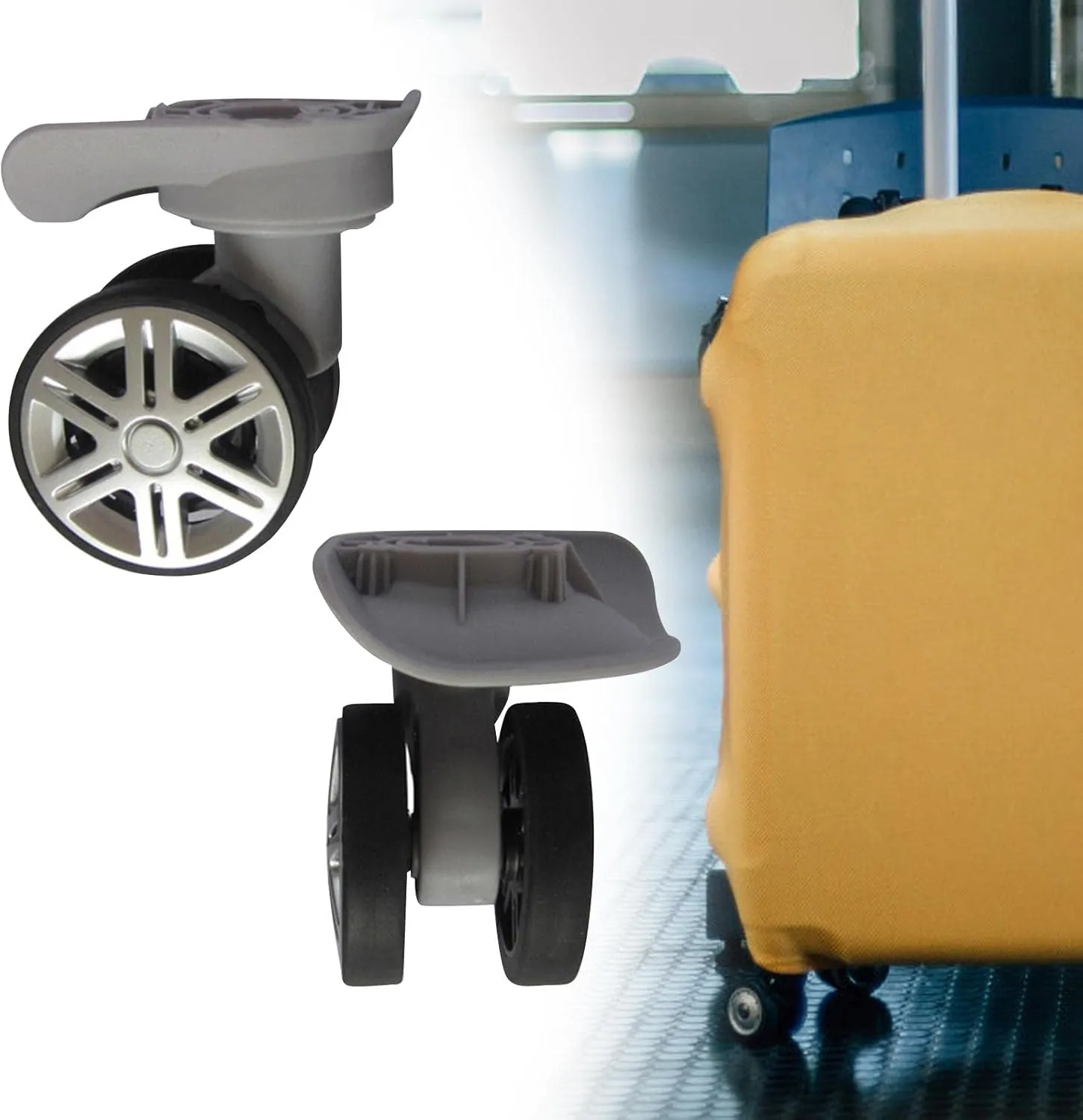 Suitcase Wheels Set with Silent Swivel Technology, Light Gray, Wheel diameter 6cm