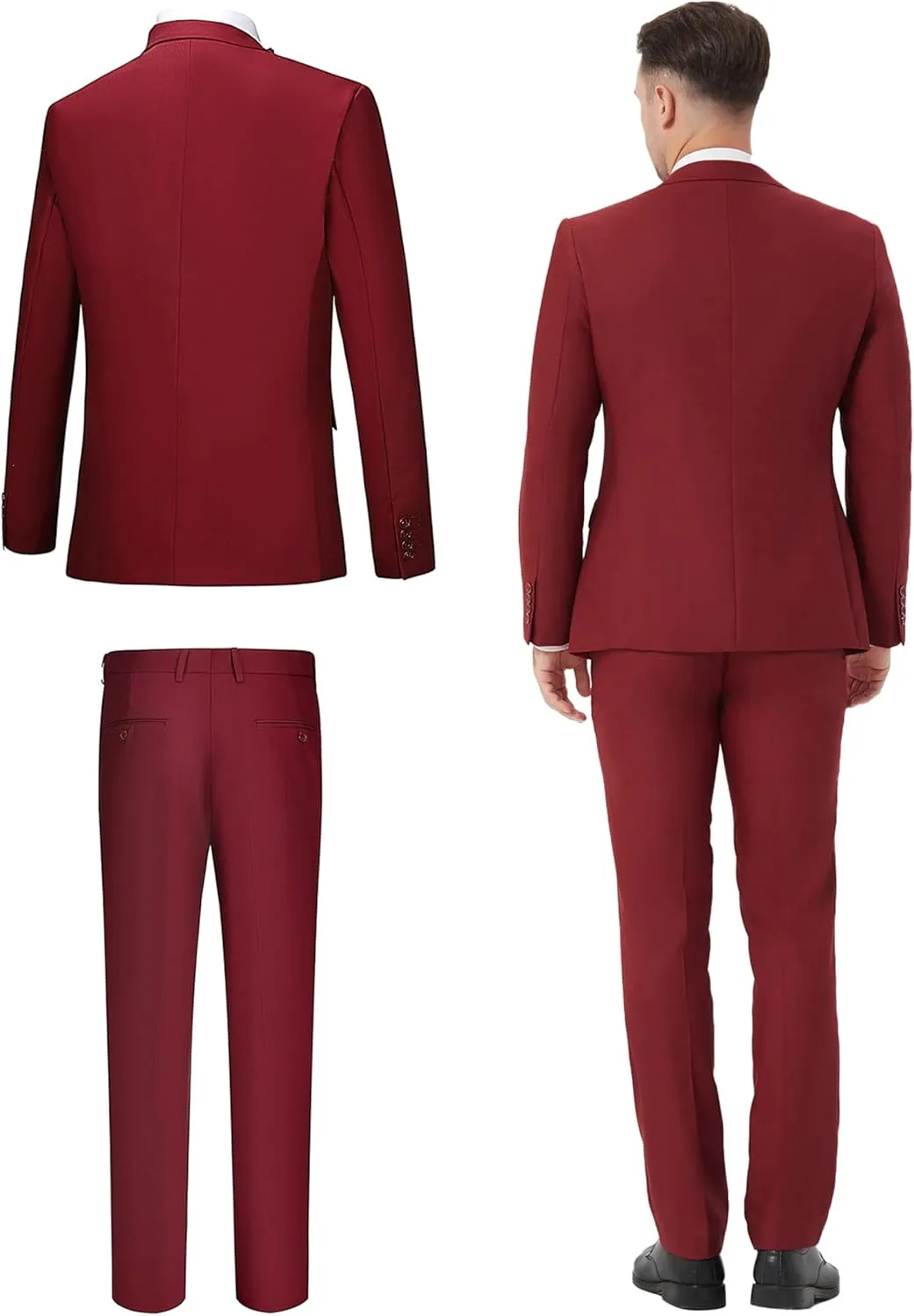 Suits for Men Slim Fit 3 Pieces Tuxedo Blazer Vest Pants Notch Collar Shirt Bow Tie Prom Party Wedding Business Dinner