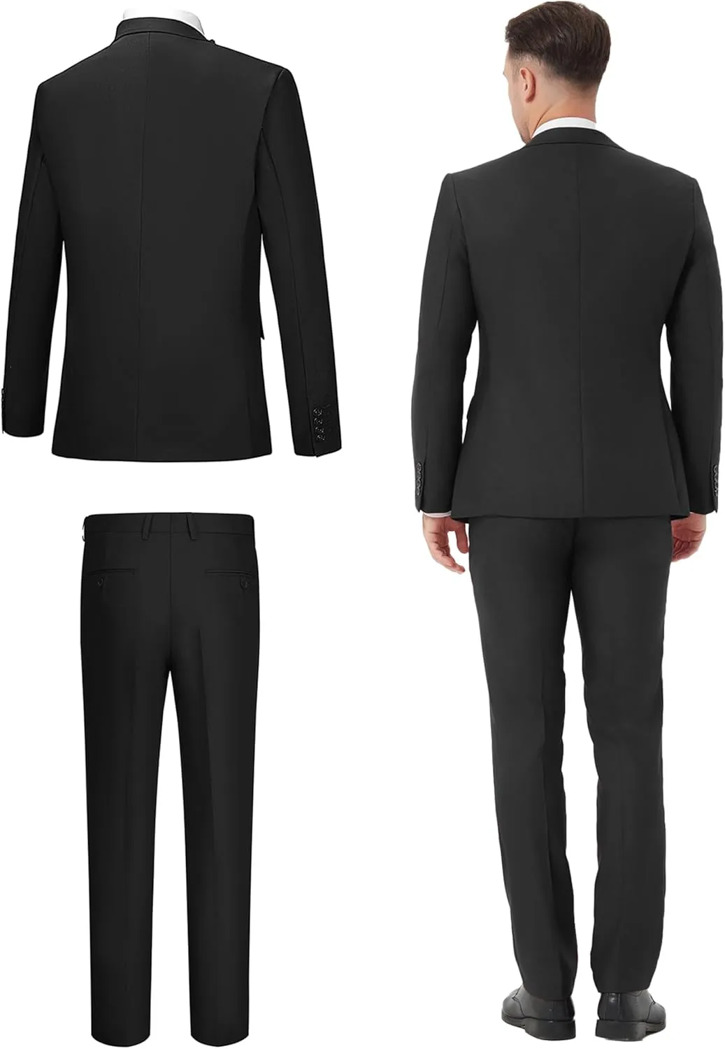 Suits for Men Slim Fit 3 Pieces Tuxedo Blazer Vest Pants Notch Collar Shirt Bow Tie Prom Party Wedding Business Dinner