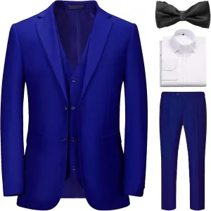 Suits for Men Slim Fit 3 Pieces Tuxedo Blazer Vest Pants Notch Collar Shirt Bow Tie Prom Party Wedding Business Dinner