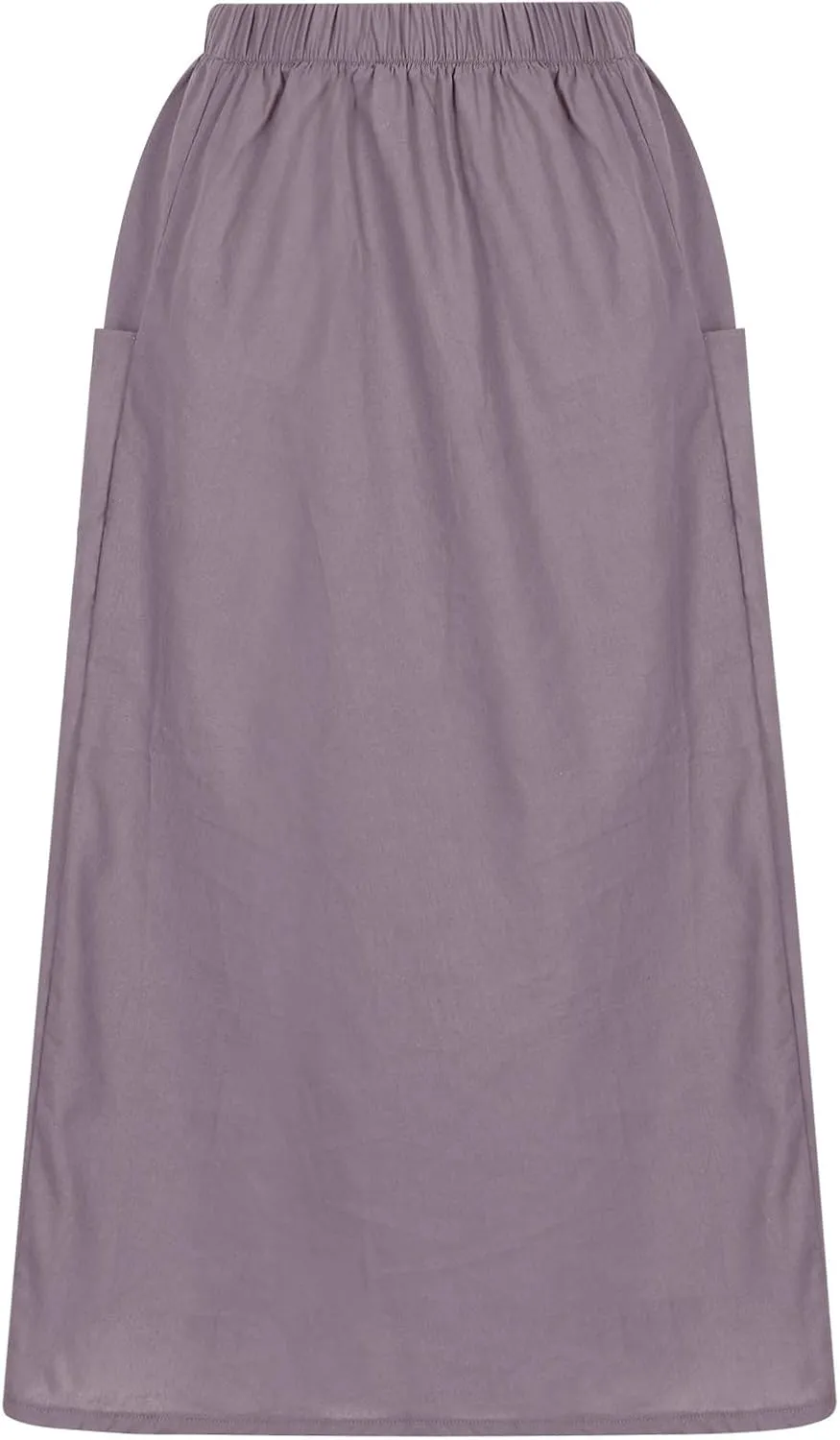 Summer Skirts for Women 2025 Trendy Soft Elastic Waisted Linen Skirt Midi Length Flowy Pleated Beach Maxi Skirt