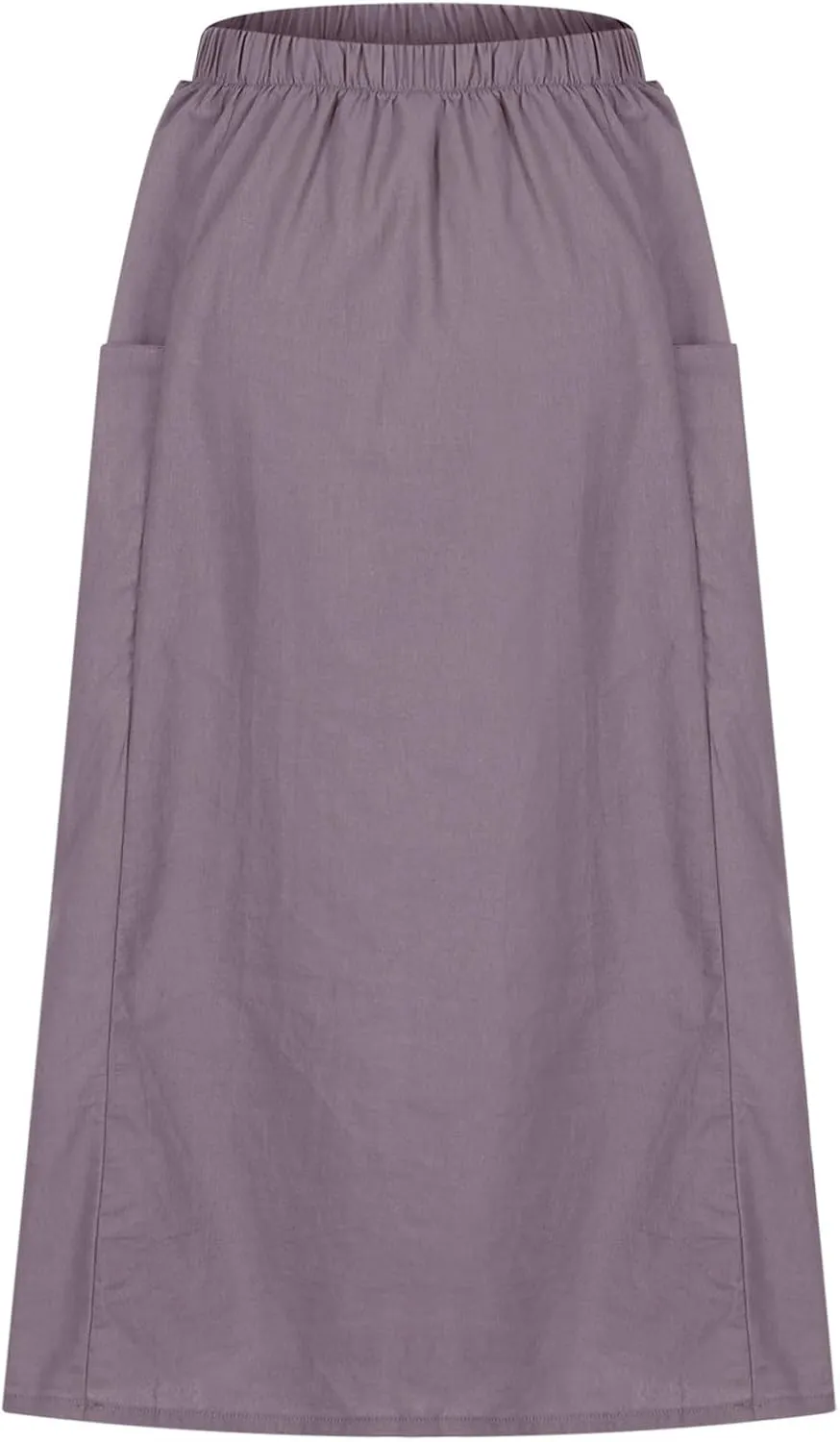 Summer Skirts for Women 2025 Trendy Soft Elastic Waisted Linen Skirt Midi Length Flowy Pleated Beach Maxi Skirt