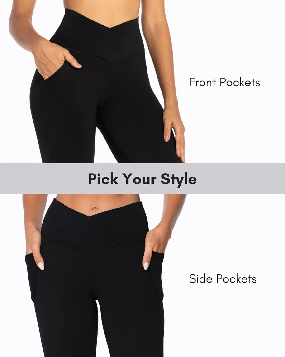 Sunzel Flare Leggings for Women with Pockets, Crossover Yoga Pants with Tummy Control, High Waisted and Wide Leg