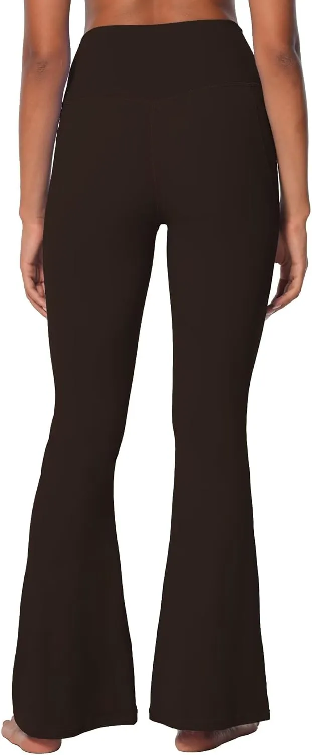Sunzel Flare Leggings for Women with Pockets, Crossover Yoga Pants with Tummy Control, High Waisted and Wide Leg