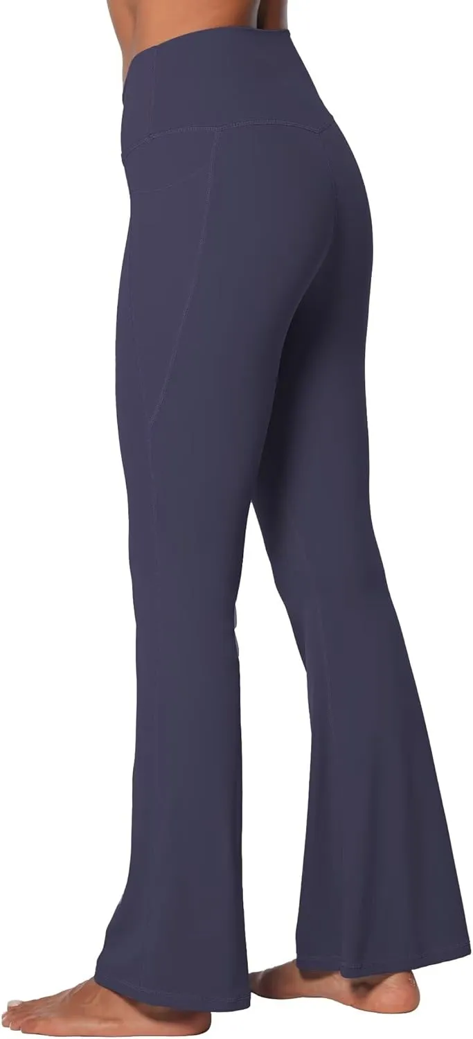 Sunzel Flare Leggings for Women with Pockets, Crossover Yoga Pants with Tummy Control, High Waisted and Wide Leg